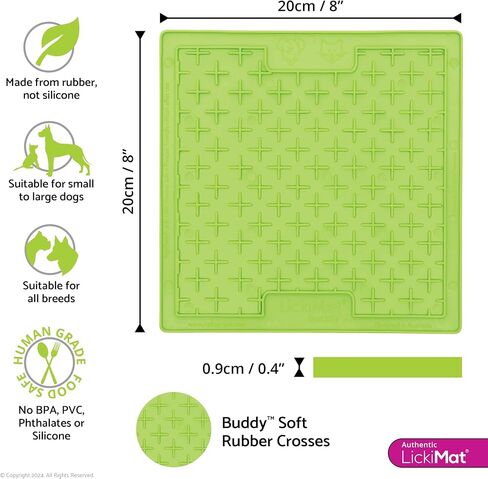 LickiMat Classic Buddy Slow Feeder for Dogs Lick Mat Boredom Anxiety Reducer Perfect for Food Treats Yogurt Liquid Food Peanut Butter Fun Alternative to a Slow Feed Dog Bowl, Green in Saudi Arabia