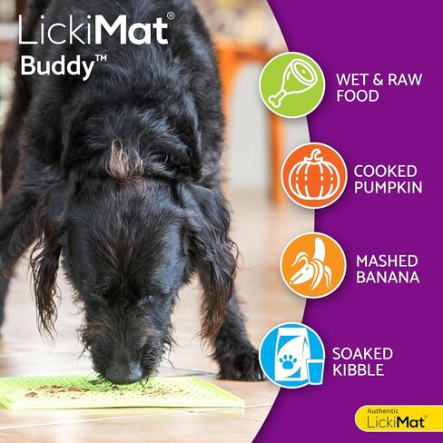 LickiMat Classic Buddy Slow Feeder for Dogs Lick Mat Boredom Anxiety Reducer Perfect for Food Treats Yogurt Liquid Food Peanut Butter Fun Alternative to a Slow Feed Dog Bowl, Green in Saudi Arabia