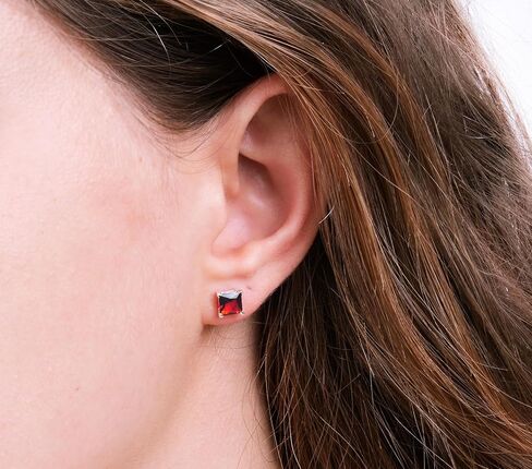 Tooliks- Sterling Silver 925 Brown Zircon Stud Earrings - Delicate Basic Stone Post Earrings - Size 5mm in Kuwait