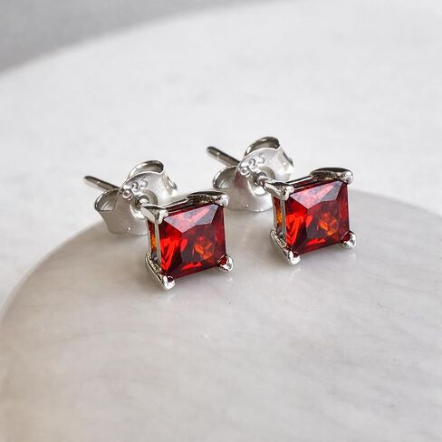 Tooliks- Sterling Silver 925 Brown Zircon Stud Earrings - Delicate Basic Stone Post Earrings - Size 5mm in Kuwait