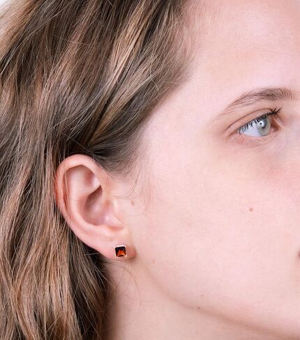 Tooliks- Sterling Silver 925 Brown Zircon Stud Earrings - Delicate Basic Stone Post Earrings - Size 5mm in Kuwait
