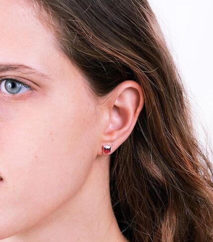 Tooliks- Sterling Silver 925 Brown Zircon Stud Earrings - Delicate Basic Stone Post Earrings - Size 5mm in Kuwait