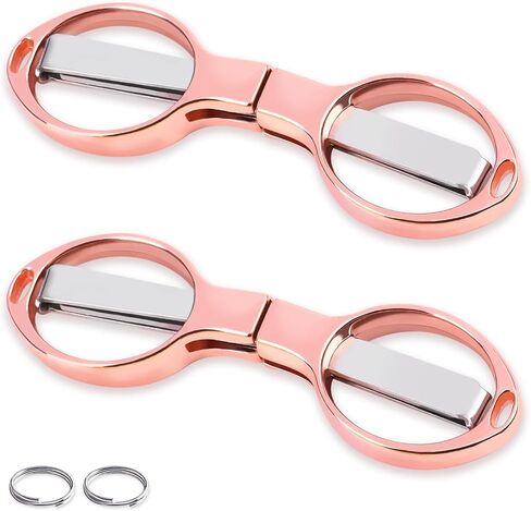 2PCS Folding Scissors, Portable Travel Scissor, Gift for Men Glasses Shaped Mini Shear Telescopic Cutter, Anti Rust Stainless Steel Scissors for Fishing Sewing Home Office (Rose Gold, Gold) in Saudi Arabia