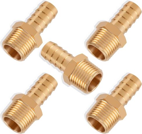 5pcs Brass Hose Barb Fittings 5/16 Inch Barb to 1/4 Inch Male NPT Thread Air Hose Fitting Adapter in Kuwait