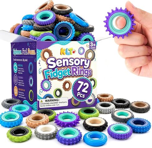 KLT Fidget Toys Bulk for Adult: 72 Pack Textured Spinner Rings Bulk - Quiet Fidget Classroom Prizes - School Rewards for Students - Small Sensory Tools for Autism Calm Focus in Saudi Arabia