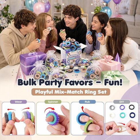 KLT Fidget Toys Bulk for Adult: 72 Pack Textured Spinner Rings Bulk - Quiet Fidget Classroom Prizes - School Rewards for Students - Small Sensory Tools for Autism Calm Focus in Saudi Arabia
