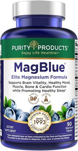 MagBlue by Purity Products - Magnesium Bisglycinate Buffered & More - 90 Tablets in Kuwait
