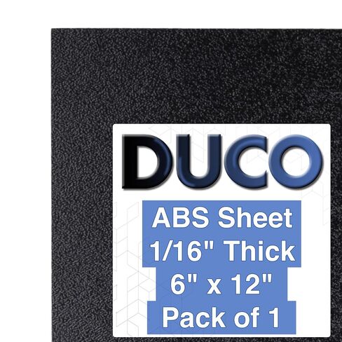 Duco ABS Plastic Sheet 1/16 (0.06) Inch Thick 12" x 12" - Pack of 1 Two-Sided ABS Sheet (Textured Plastic Front & Smooth Back) - Black ABS Material Sheets for DIY Home Decor and Robotics Parts in Kuwait
