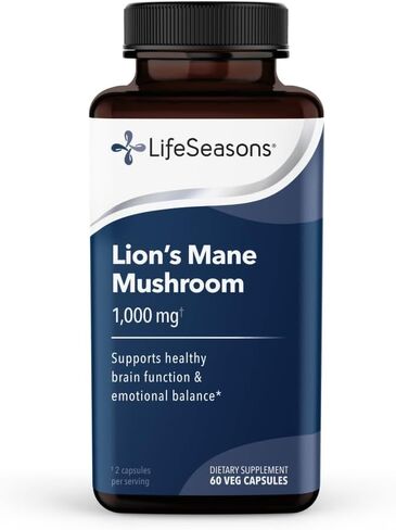 LifeSeasons Essentials Lion's Mane Mushroom - Supports Nerve & Brain Cell Growth & Active, Alert Brain - Natural Brain Support - 1000 mg per 2 Capsules - 30 Day Supply in Saudi Arabia