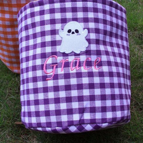 Personalized Halloween Candy Bag with Embroidered Name Custom Trick or Treat Bucket for Kids Reusable Fabric Halloween Basket Cute for Boys Girls Halloween Party Supplies in Kuwait
