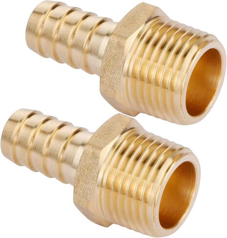 2pcs Brass Hose Barb Fitting,1/2" Barb x 1/2" NPT Male, Adapter, NPT Male to Barb Pipe Fitting by CX WONDERLAND in Kuwait