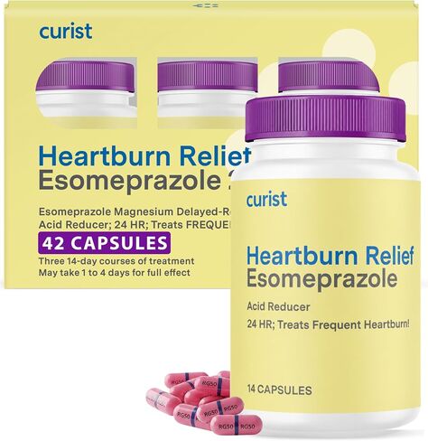 Curist Esomeprazole 20mg Capsules Delayed-Release - Acid Reflux Medicine for Heartburn Relief - 42 Count Capsules - Acid Reflux Relief in Kuwait