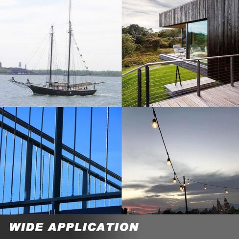 HONYTA 500FT 316 Stainless Steel Wire Rope, Stainless Steel Decking Railing 3/16 inch with 1 x 19 Strands Construction, 4270lbs Breaking Strength Wire Rope Marine Grade for Rail, Deck, Clothesline and DIY Balustrade in Kuwait