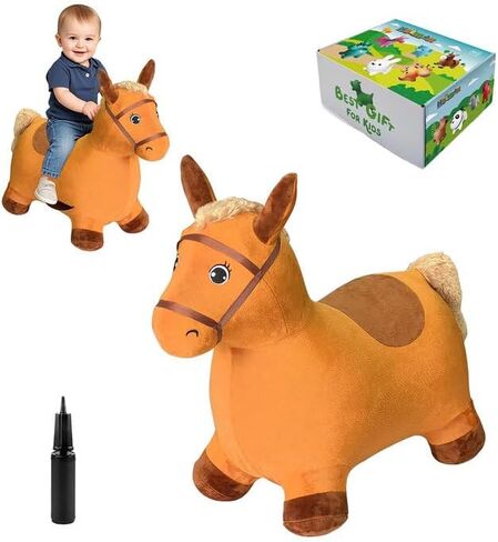 HotMax Bouncy Cow Hopping Toy, Removable Inflatable Plush Bouncing Horse for Toddlers, Outdoor Ride on Bouncy Farm Animals, Birthday Gift for 18 Months 2 3 4 Year Old Boy or Girl in Kuwait