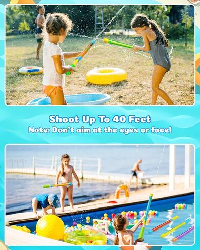 Water Gun Squirt Toys for Kids Adults- 4 Pack Water Blaster 40ft Squirt Gun for Age 3-4-5-8-12 Girls Boys, Fun Water Squirter Toy for Swimming Pool Beach Summer Outside Party Yards Games Outdoor in Kuwait