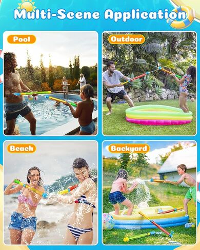 Water Gun Squirt Toys for Kids Adults- 4 Pack Water Blaster 40ft Squirt Gun for Age 3-4-5-8-12 Girls Boys, Fun Water Squirter Toy for Swimming Pool Beach Summer Outside Party Yards Games Outdoor in Kuwait