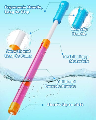 Water Gun Squirt Toys for Kids Adults- 4 Pack Water Blaster 40ft Squirt Gun for Age 3-4-5-8-12 Girls Boys, Fun Water Squirter Toy for Swimming Pool Beach Summer Outside Party Yards Games Outdoor in Kuwait