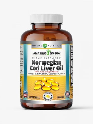 Amazing Omega Norwegian Cod Liver Oil 1000 Mg 250 Softgels | Lemon Flavor in Kuwait