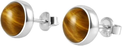 Sterling Silver 925 Round Black Onyx Stone 9mm Handmade Stud Earrings for Women and Men in Saudi Arabia