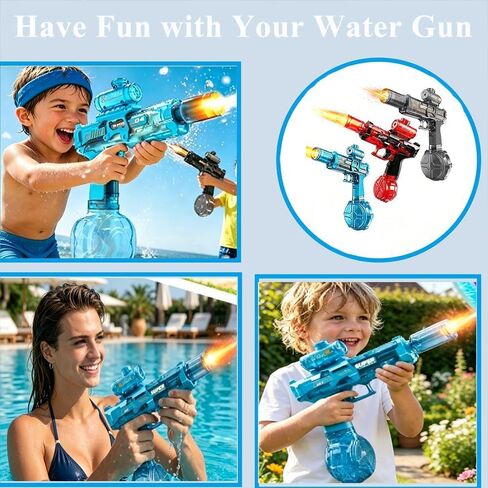 Electric Water Gun for Kids, Automatic Rechargeable. 3 Pack（Blue+Black+Red） in Saudi Arabia