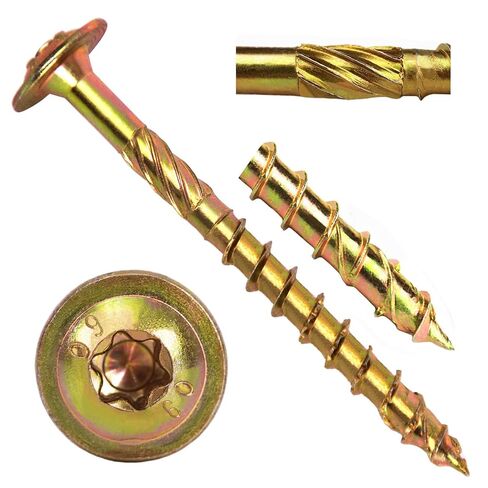1/4" x 4-3/4" Construction Lag Screw Torx/Star Drive Heavy Duty Structural Lag Screw Far Superior to Common Lag Screws - Modified Truss Washer Head - 50 Screw Count(Yellow Zinc) in Saudi Arabia