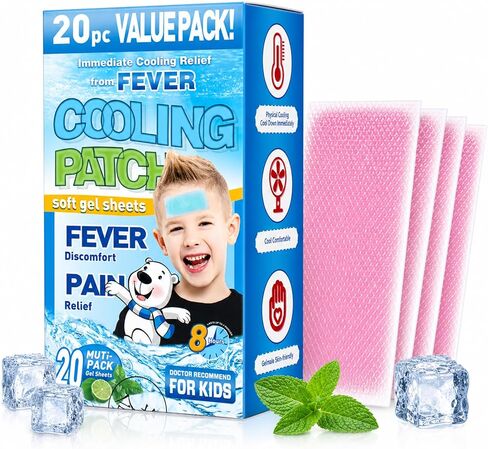 Kids Cooling Patches for Fever Discomfort & Pain Relief, 20 Pcs Cooling Relief Fever Reducer, Soothe Headache Pain in Saudi Arabia