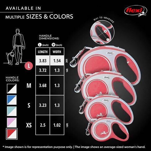 FLEXI New Comfort Tape Retractable Dog Leashes for Large Dogs Upto 110 lbs. – 26 ft., Red/Pastel | Tangle Free Pet Walking Leash with One-Handed Brake, Pause, Lock|German Quality Product in Saudi Arabia