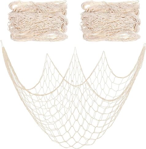 2 Pcs Fish Net Decorations, Natural Cotton Fishing Net Decor in Kuwait