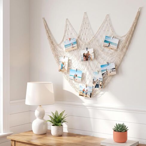 2 Pcs Fish Net Decorations, Natural Cotton Fishing Net Decor in Kuwait