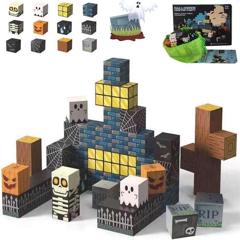 Halloween Themed Magnetic Blocks Skeleton Toy Spooky Town Building Toys in Kuwait