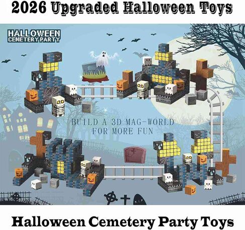 Halloween Themed Magnetic Blocks Skeleton Toy Spooky Town Building Toys in Kuwait