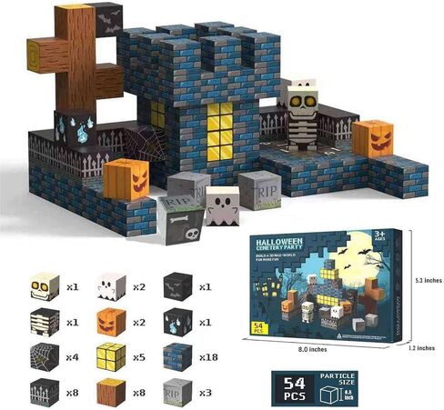 Halloween Themed Magnetic Blocks Skeleton Toy Spooky Town Building Toys in Kuwait