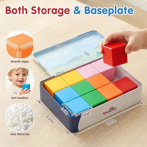 Magnetic Blocks Large with Metal Box, 1.65in Toddler Magnet Building Cubes in Saudi Arabia