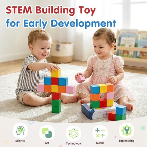 Magnetic Blocks Large with Metal Box, 1.65in Toddler Magnet Building Cubes in Saudi Arabia