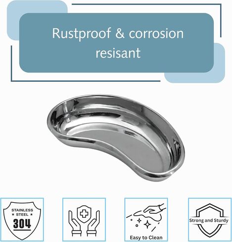 Kidney Tray Stainless Steel SS 304 X-Large Size 12 Inch, 1200 ml Kidney Shaped Emesis Basin Surgical Tray (40 oz) in Kuwait