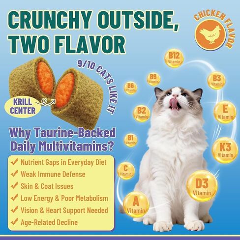 VICSOM Taurine for Cats Vitamins Treats, 16 in 1 Cat Multivitamin 500 Ct in Kuwait