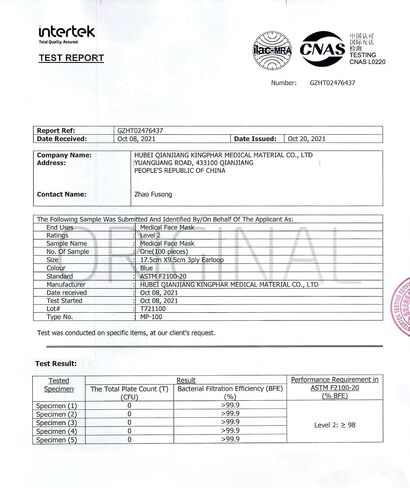 أقنعة الوجه يمكن التخلص منها مصنوعة في الولايات المتحدة الأمريكية، معايير ASTM F2100-21 المستوى 3، PFE> 98%، أقنعة الوجه الطبية ذات 3 طبقات من DR.MOXA in Kuwait