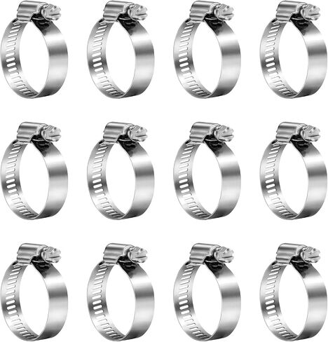 XRPAOWA Hose Clamp, 304 Stainless Steel Clamps, 12 pcs/Pack, SAE 24 Worm Gear Hose Clamps, 1-1/16-Inch-2-Inch(27-51mm) in Kuwait