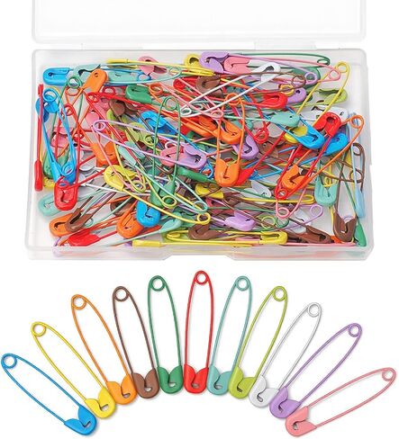 38mm Safety Pins, 120Pcs Multicolored Metal Safety Pins Bulk, Rust-Resistant Clothing Tag Pins with PP Box, Versatile for Sewing, Crafting, Quilting, DIY Projects & Fashion Accessories in Saudi Arabia