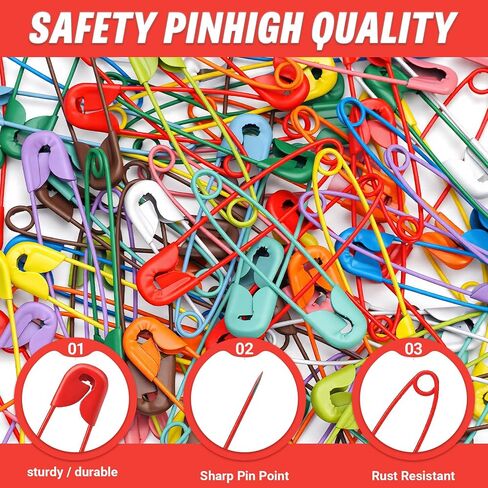 38mm Safety Pins, 120Pcs Multicolored Metal Safety Pins Bulk, Rust-Resistant Clothing Tag Pins with PP Box, Versatile for Sewing, Crafting, Quilting, DIY Projects & Fashion Accessories in Saudi Arabia