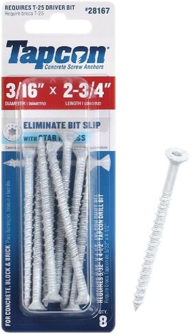 Tapcon 28267 3/16x2-3/4 White Star Drive Bugle Head Concrete Anchors 25/Box in Kuwait