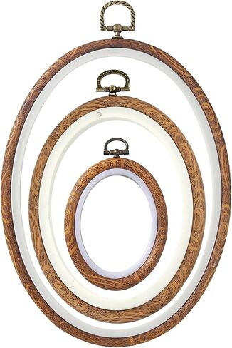 MUFEKUM 3PCS Vintage Faux Wood Rubber Oval Embroidery Hoops (Oval) in Saudi Arabia