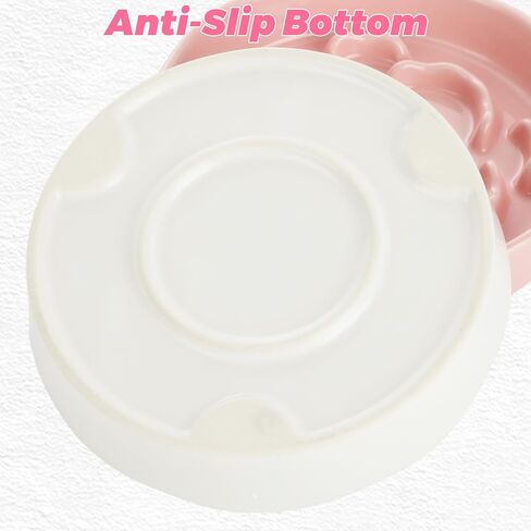 4Pcs Ceramic Cat Slow Food Feeder, 6 Inch Slow Feeder for Small Dogs, Cat Food Bowl for Dry Food and Wet Food, White and Pink in Saudi Arabia
