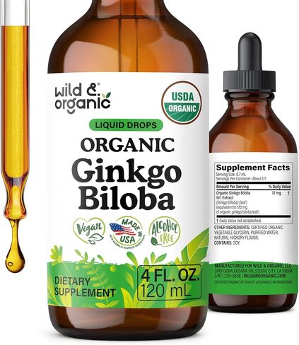 Ginkgo Biloba Liquid Extract - Organic Ginkgo Biloba Supplements for Brain Function and Memory Support - Ginkgo Biloba Leaf Tincture - Vegan, Alcohol Free Drops - 2 fl oz in Saudi Arabia