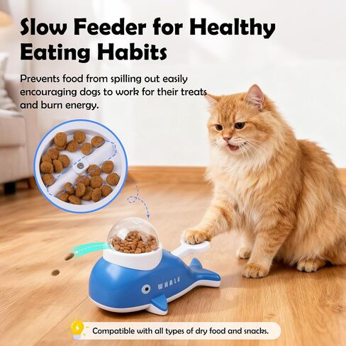 PAWISE Interactive Whale Dog Puzzle Toy & Cat Slow Feeder Food Dispenser in Kuwait