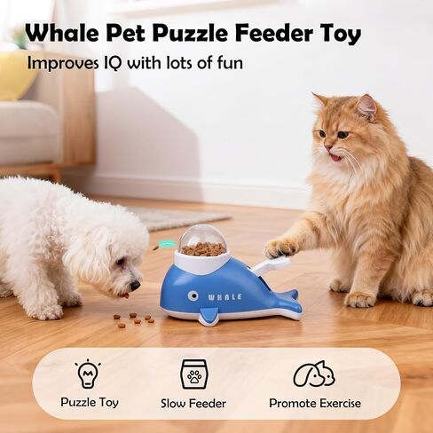 PAWISE Interactive Whale Dog Puzzle Toy & Cat Slow Feeder Food Dispenser in Kuwait