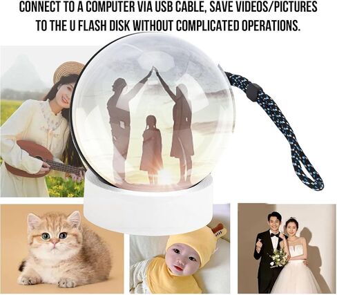 Memory Sphere Lamp, 2.76 Inch 3D Crystal Ball Video Player with 4GB Memory for Uploadable Videos Photos Music, Unique Birthday Friends Couples in Kuwait