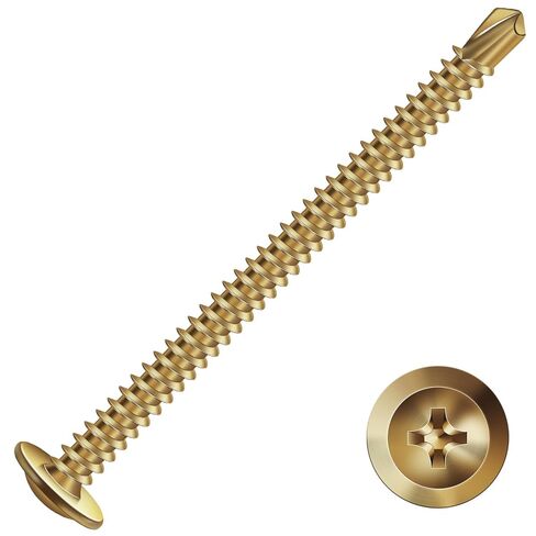 #8 x 1/2" Sheet Metal Screws 100Pcs Bronze 410 Stainless Steel Truss Head Tek Screws Fast Self Tapping Screws by SG TZH in Kuwait
