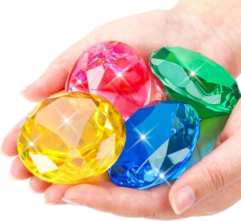 MARFOREVER Extra Big Diving Gems, 60 MM Extra Large Diamond Pool Toys Huge Colorful Acrylic Diamond Gems Pirate Treasure Diving Gems for Summer Water Toys Games Swimming Training Birthday Party Favor in Kuwait