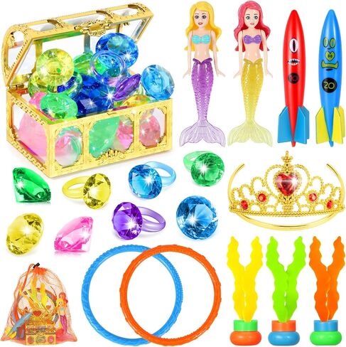 VGOFUN Diving Pool Toys for Kids,Mermaid Pool Toys with Treasure Chest in Saudi Arabia